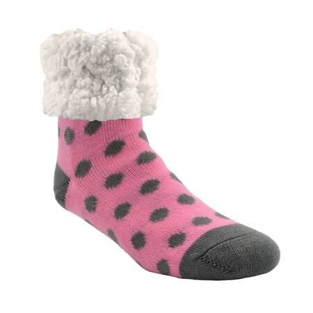 Pudus Pudus Unisex Classic Polka Dot One Size Fits Most Slipper Socks Pink PD-PK-C